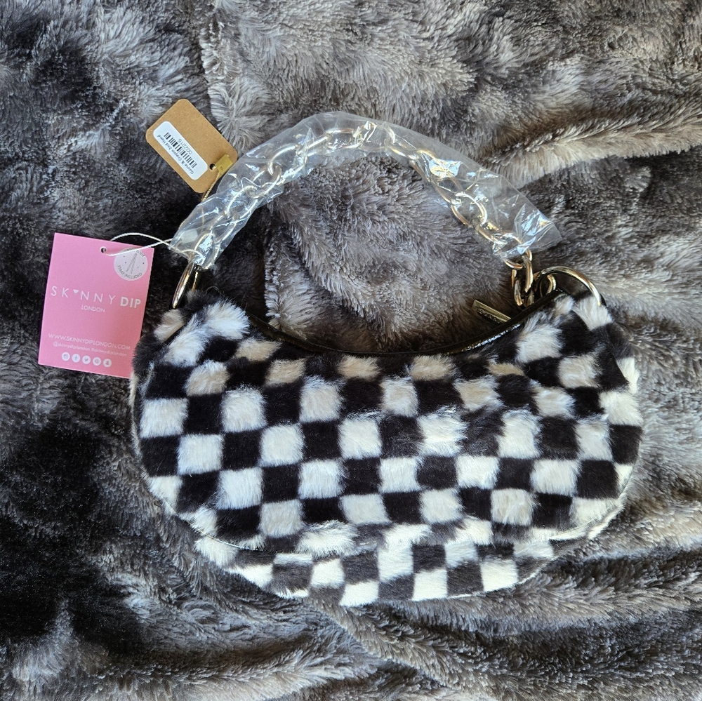 Skinnydip London Checkerboard Faux Fur Shoulder Bag – NWT